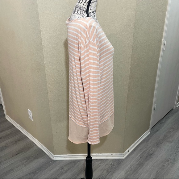 Chico's Pink and White Striped Long Sleeve Top - Picture 4 of 7